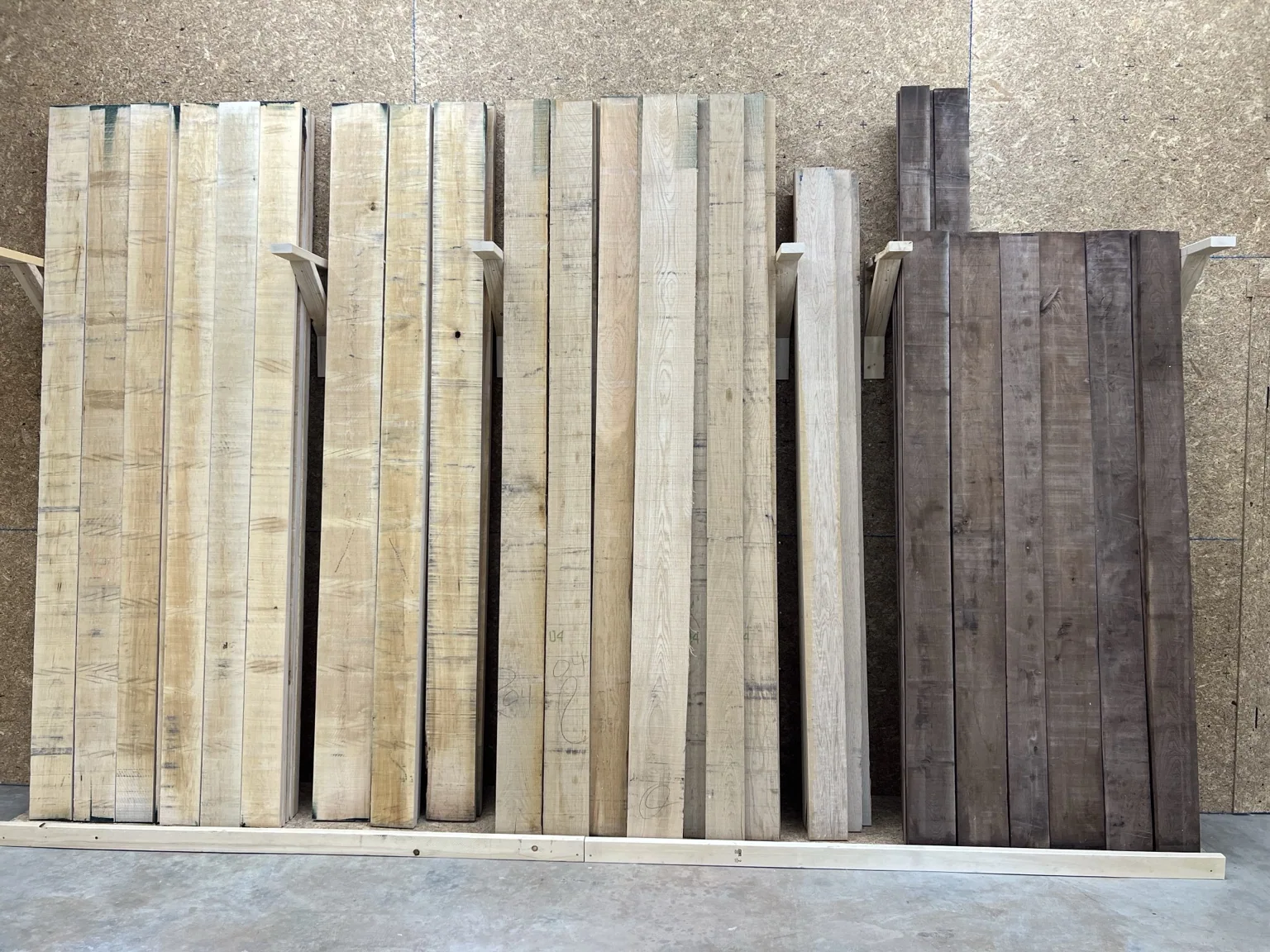 Domestic hardwood lumber boards at our Aiken showroom